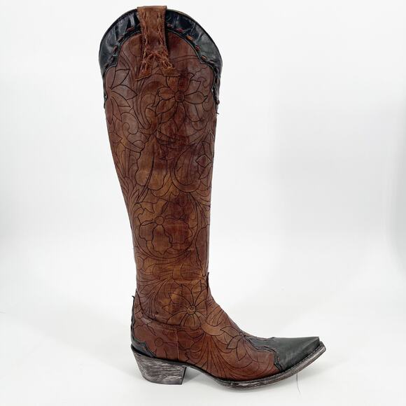 Old Gringo Rebeca Mayra Women’s 6 Brass Black Tall Pointed Toe Cowgirl Boots - Picture 2 of 11